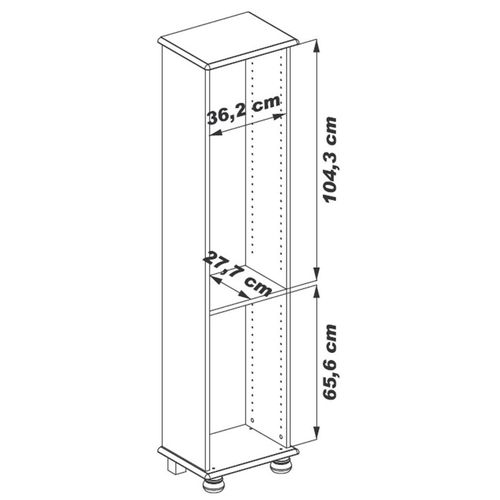 Vitrine 1 Porte Vitrée Chêne Rustique 6 Niches L 44.2 H 182.2 P 33 Cm
