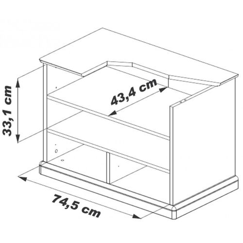 Meuble TV 32 Pouces Merisier 2 Tiroirs 2 Niches Roulettes L 82.4 H 58.7 P 46.5 Cm