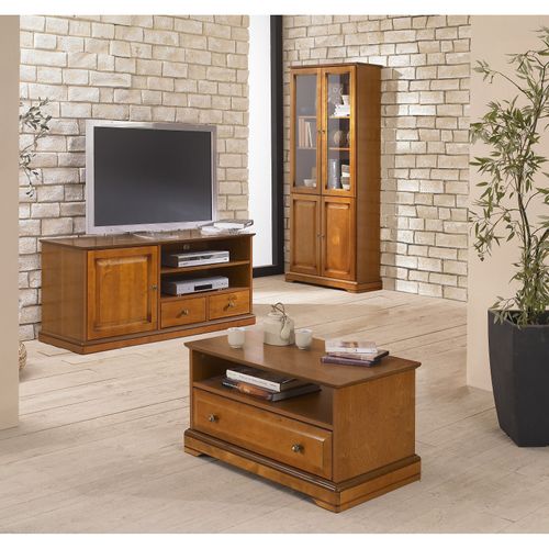 Bibliothèque 4 Portes Merisier 6 Niches 5 Tablettes L 82.4 H 182.2 P 33 Cm