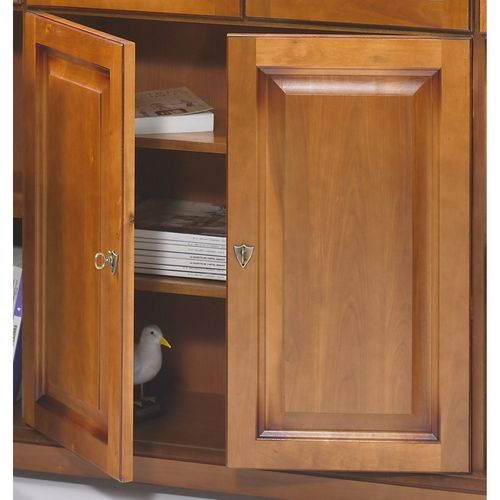 Bibliothèque 4 Portes Merisier 6 Niches 5 Tablettes L 82.4 H 182.2 P 33 Cm