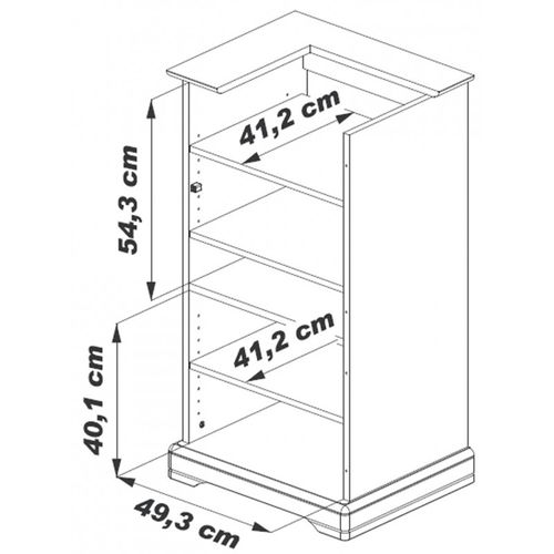 Rack Hifi Merisier 1 Porte Vitrée Dessus Relevable 5 Niches L 57 H 107 P 46.5 Cm