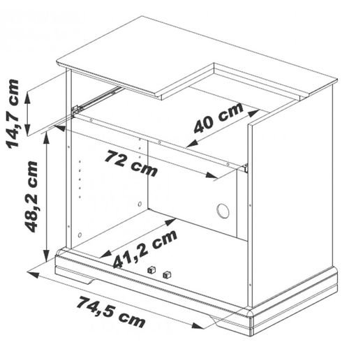 Meuble TV Bar 32 Pouces Merisier Plateau Pivotant 3 Niches L 82 H 77 P 46.5 Cm