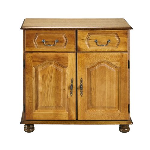 Bahut Chêne Rustique 2 Portes 2 Tiroirs 2 Niches L 82 H 77 P 41 Cm