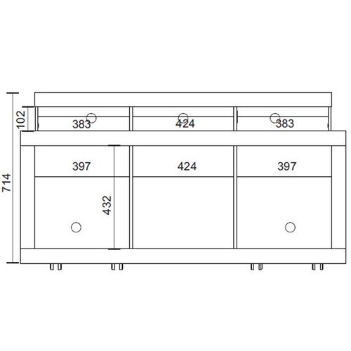 Meuble TV 55 Pouces Chêne Et Gris 1 Porte 6 Roulettes L 136 H 74 P 39 Cm