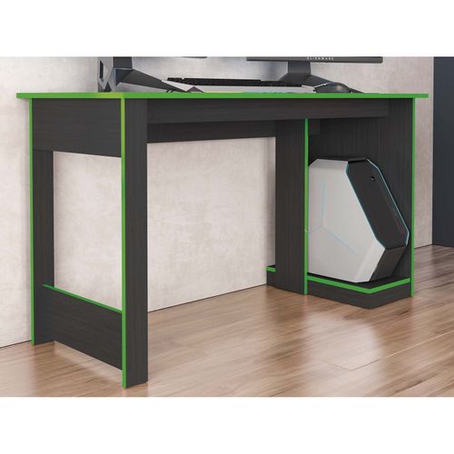 Bureau Gamer Noir Chants Verts 1 Caisson Uc L 136 H 75 P 54 Cm