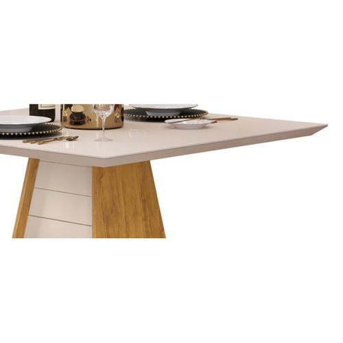 Table à Manger 4 Places Carrée Chêne Et Blanc Dessus Verre L 90 H 80.7 Cm