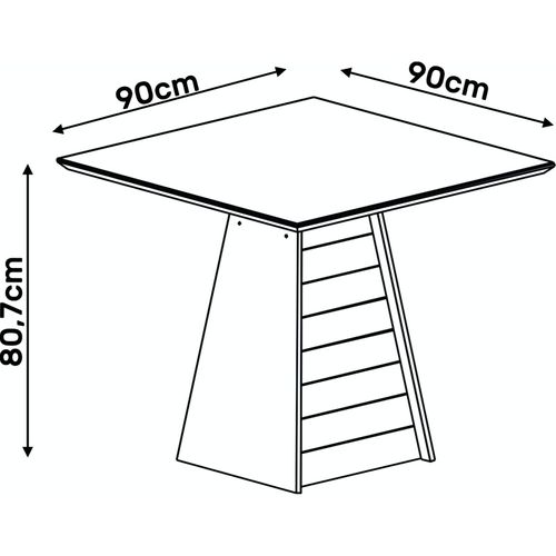Table à Manger 4 Places Carrée Chêne Et Blanc Dessus Verre L 90 H 80.7 Cm