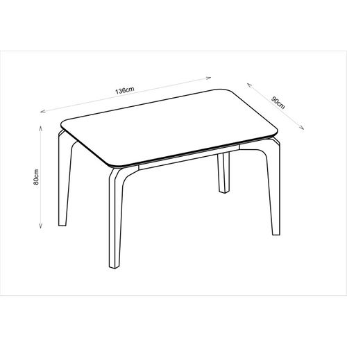 Table à Manger 4-6 Personnes Chêne Et Blanc Dessus Verre L 136 H 80 P 90 Cm