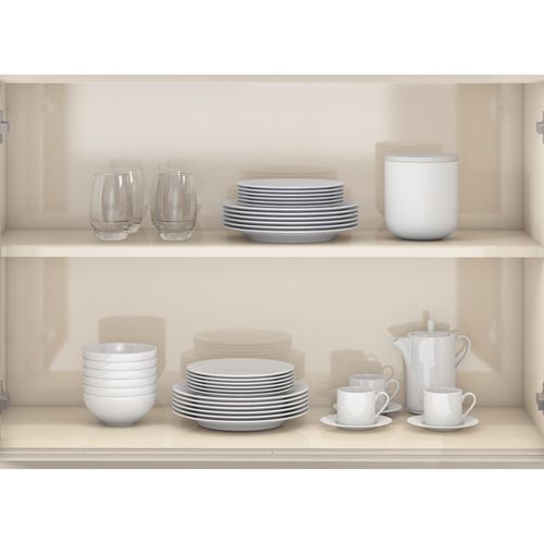 Buffet 4 Portes Miel Et Blanc Ecru 4 Niches L 180 H 80.5 P 35.7 Cm