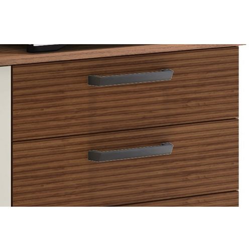 Buffet De Cuisine 6 Portes 2 Tiroirs Noyer Et Blanc Ecru L 180.2 H 198 P 38.8 Cm