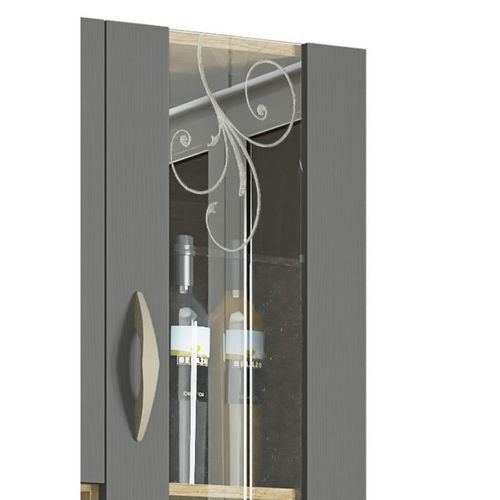 Buffet De Cuisine 8 Portes 2 Tiroirs Chêne Et Gris L 121.4 H 173.5 P 36.3 Cm