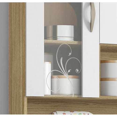 Buffet De Cuisine 8 Portes 2 Tiroirs Chêne Et Blanc L 121.4 H 173.5 P 36.3 Cm