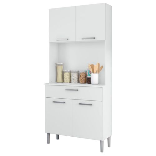 Buffet De Cuisine 4 Portes 1 Tiroir Blanc 3 Niches L 80 H 180 P 36.3 Cm