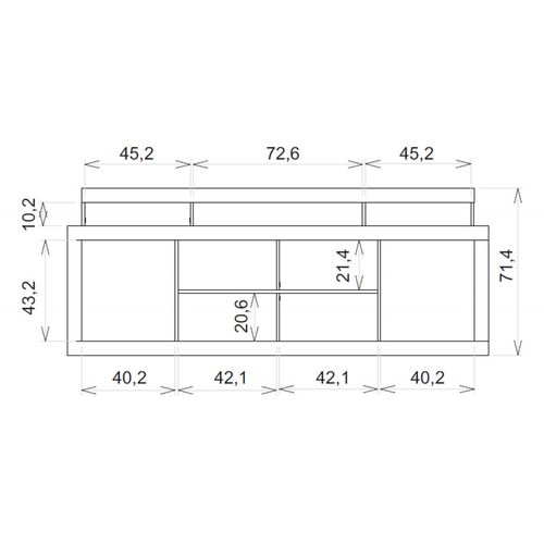 Meuble TV 70 Pouces Chêne Et Gris 2 Portes Coulissantes L. 180 H 74 P 39.5 Cm