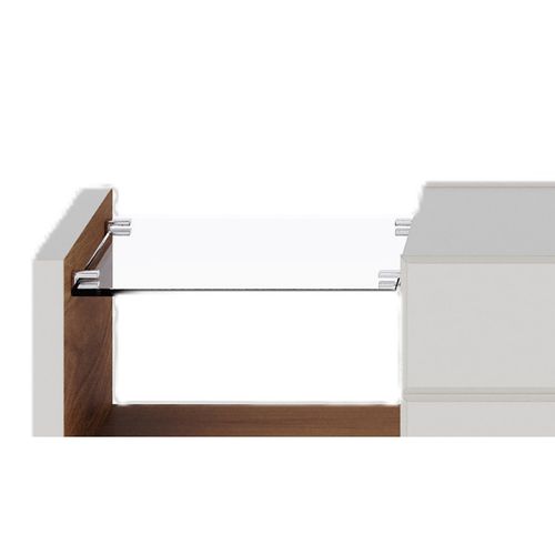 Table Basse 1 Tiroir 1 Niche 4 Pieds Bois Blanc Grisé Et Chêne L 90 H 35.6 P 54 Cm