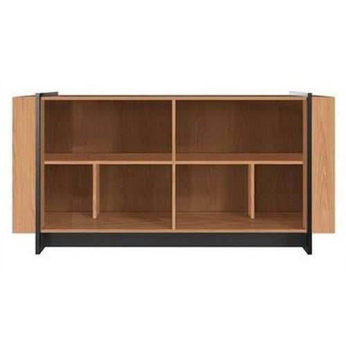 Buffet Bas 4 Portes Imitation Chêne 6 Niches L 160 H 79.7 P 42.5 Cm