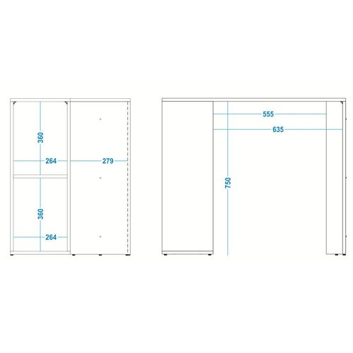 Bureau D'angle Et Rayonnage Blanc L 90 H 77 P 58.8 Cm