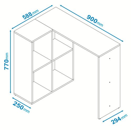 Bureau D'angle Et Rayonnage Blanc L 90 H 77 P 58.8 Cm
