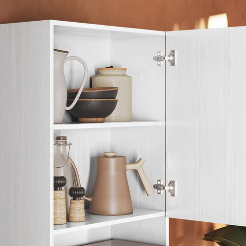 Colonne De Cuisine Micro-onde Blanc 2 Portes 5 Niches L 60 H 193 P 53.5 Cm