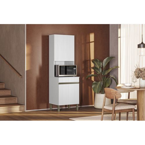 Colonne De Cuisine Micro-onde Blanc 2 Portes 5 Niches L 60 H 193 P 53.5 Cm