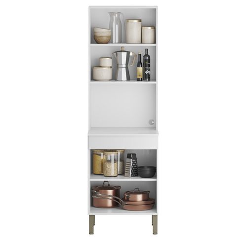 Colonne De Cuisine Micro-onde Blanc 2 Portes 5 Niches L 60 H 193 P 53.5 Cm