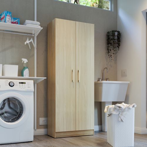 Armoire 2 Portes Chêne Et Erable Multifonctions L 61 H 160.6 P 31.8 Cm