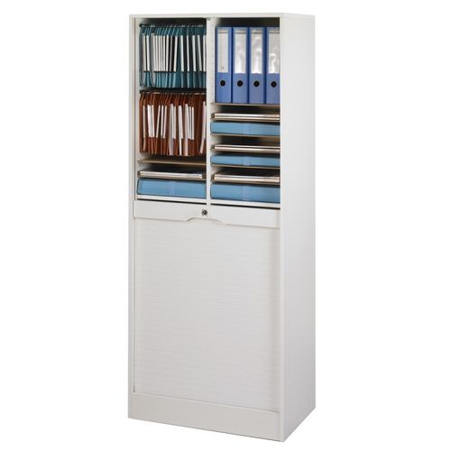 Classeur à Rideau Largeur 70 Cm Hauteur 172 Cm 20 Niches 2 Kits Ds - Coloris: Blanc