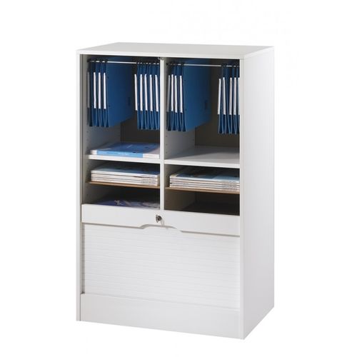 Classeur à Rideau 8 Tablettes Multi Coloris L 70 Cm H 108 Cm P 44 Cm - Coloris: Blanc