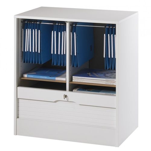 Classeur à Rideau Largeur 70 Cm Hauteur 76 Cm 8 Niches 2 Kits Ds - Coloris: Blanc