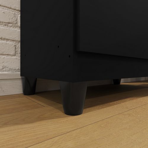 Armoire Multifonctions 2 Portes 4 Niches Noire L 63.7 H 121.2 P 33.5 Cm