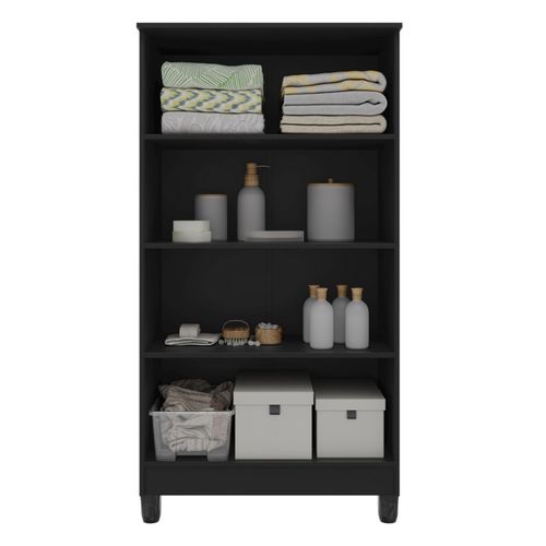 Armoire Multifonctions 2 Portes 4 Niches Noire L 63.7 H 121.2 P 33.5 Cm