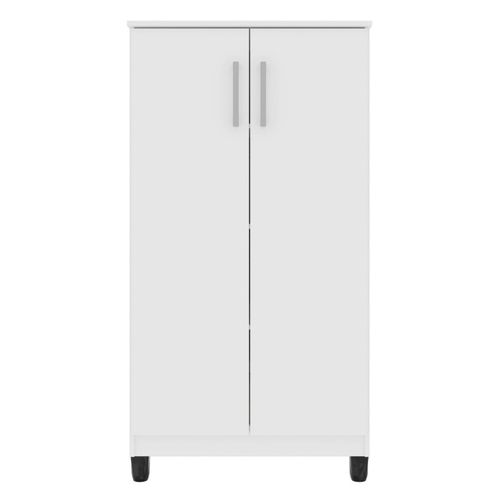Armoire Multifonctions 2 Portes 4 Niches Blanche L 63.7 H 121.2 P 33.5 Cm