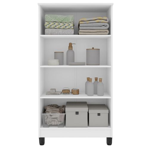 Armoire Multifonctions 2 Portes 4 Niches Blanche L 63.7 H 121.2 P 33.5 Cm