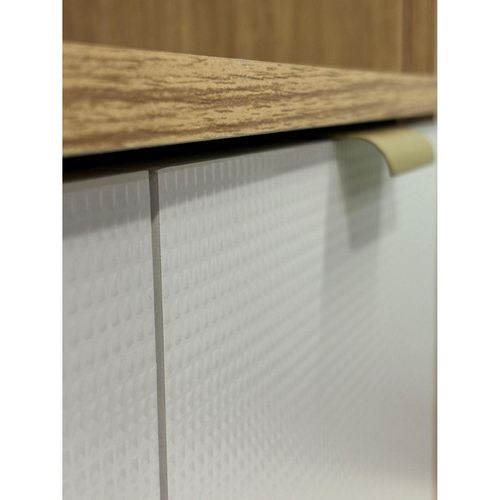 Buffet 5 Portes 9 Niches Chêne Et Blanc Ecru Melissa L 91.5 H 176 P 36.3 Cm