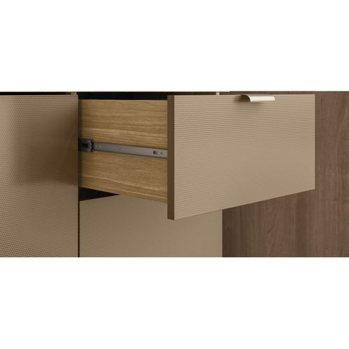 Buffet 8 Portes 1 Tiroir 18 Niches Chêne Et Gris Taupe L 161 H 200 P 38.8 Cm