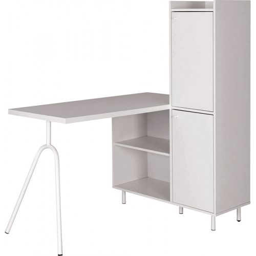 Bureau Pied Métallique Arc Et Armoire Blancs L 89.8 H 141.5 P 120 Cm