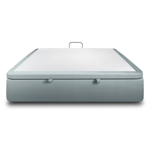 Sommier Coffre Velours Gris Bleuté 200x200 H39cm
