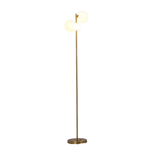 Lampadaire Doré Trois Boules De Verre Blanc 150 Cm - Melinda