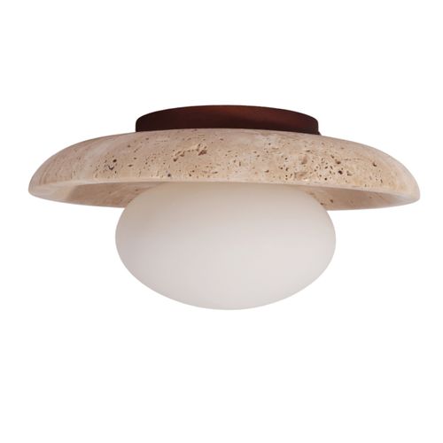 Plafonnier Ou Applique Murale Ronde Pierre Naturelle Et Verre - Jio