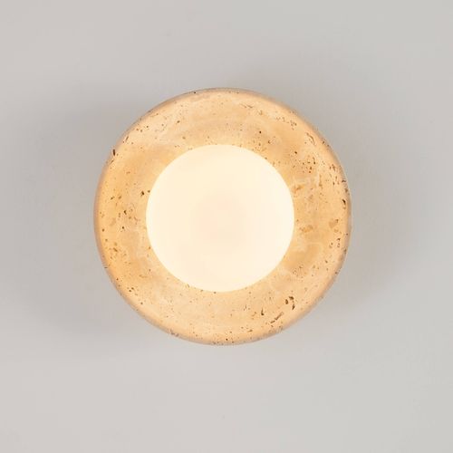 Plafonnier Ou Applique Murale Ronde Pierre Naturelle Et Verre - Jio