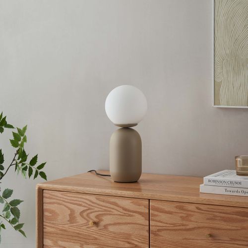 Petite Lampe à Poser Couleur Taupe Boule Banche - Sley