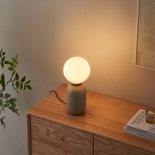 Petite Lampe à Poser Couleur Taupe Boule Banche - Sley