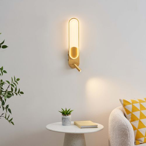 Applique Liseuse LED Intégrée Finition Laiton Double Interrupteur - Jena