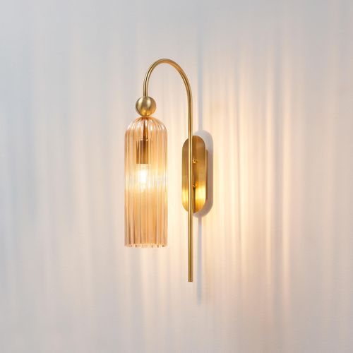 Applique Cloche Dorée Verre Ambré Texturé - Leonora