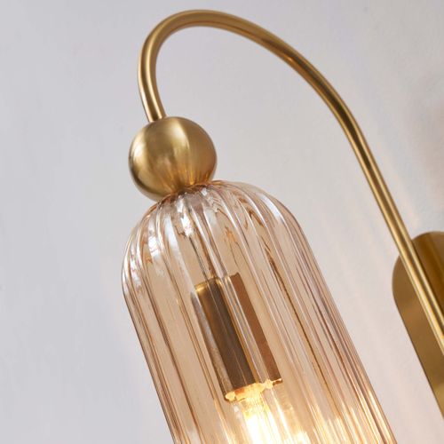 Applique Cloche Dorée Verre Ambré Texturé - Leonora