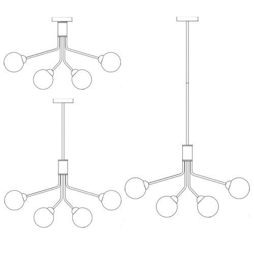 Grand Lustre Élégant Doré 9 Boules Transparentes - Audrey