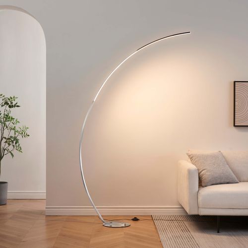 Grand Lampadaire Courbé LED Dimmable Chromé 184 Cm - Thalia