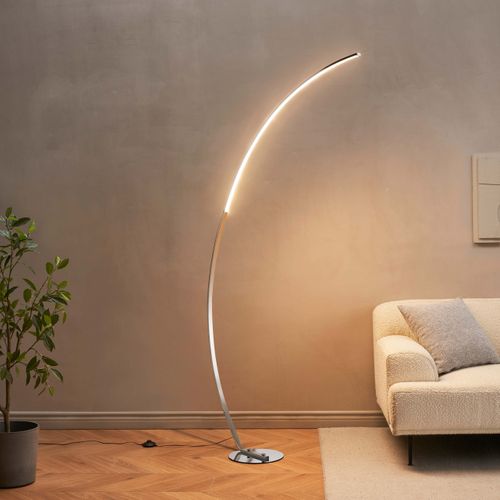 Grand Lampadaire Courbé LED Dimmable Chromé 184 Cm - Thalia