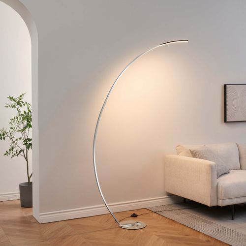 Grand Lampadaire Courbé LED Dimmable Chromé 184 Cm - Thalia