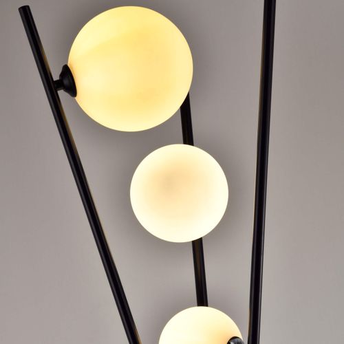 Lampadaire Trépied Noir Boules Blanches - Phoebe